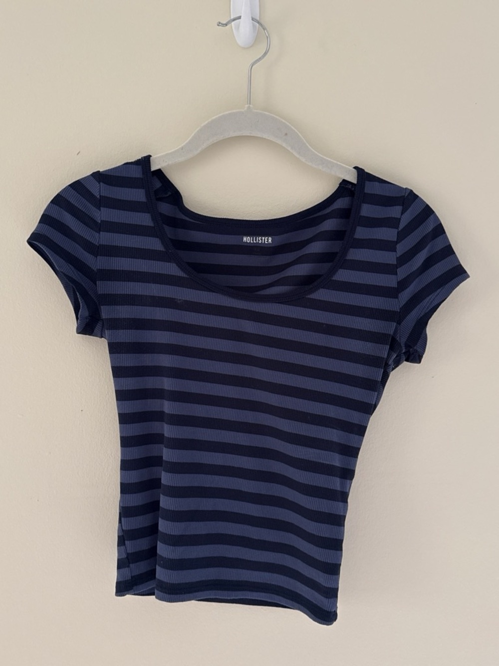 Hollister Navy & Black Striped Scoop-Neck Short Sleeve Tee